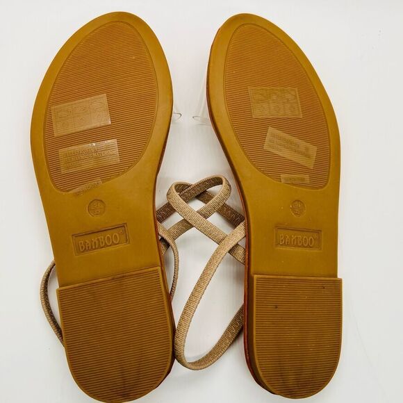 Bamboo Women's Summer Multi Strap Slingback Sandals Clear Beige Size 5.5 New - Picture 7 of 8